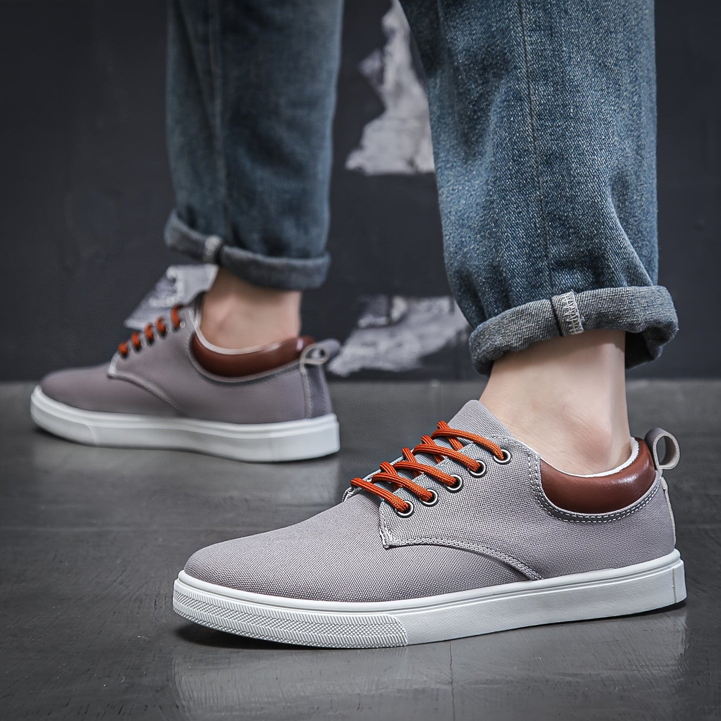 Men's Trendy Solid Skate Shoes, Comfy Non Slip Casual Lace Up Sneakers For Men's Outdoor Activities