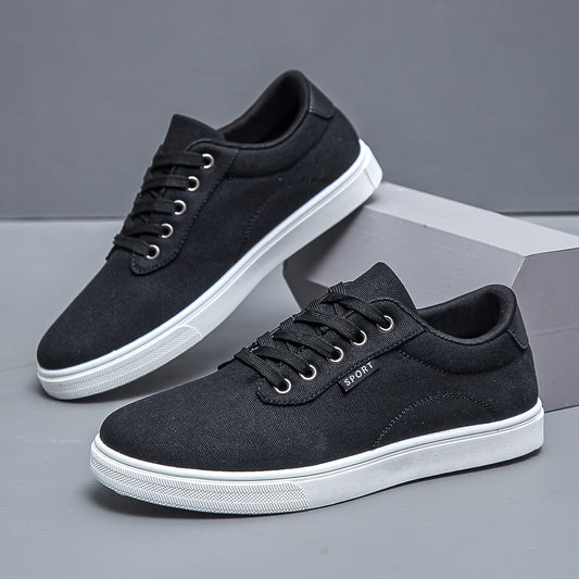 Men's Solid Skate Shoes, Lace Up Comfy Non Slip Stree Style Sneakers For All Seasons Outdoor Workout Activities
