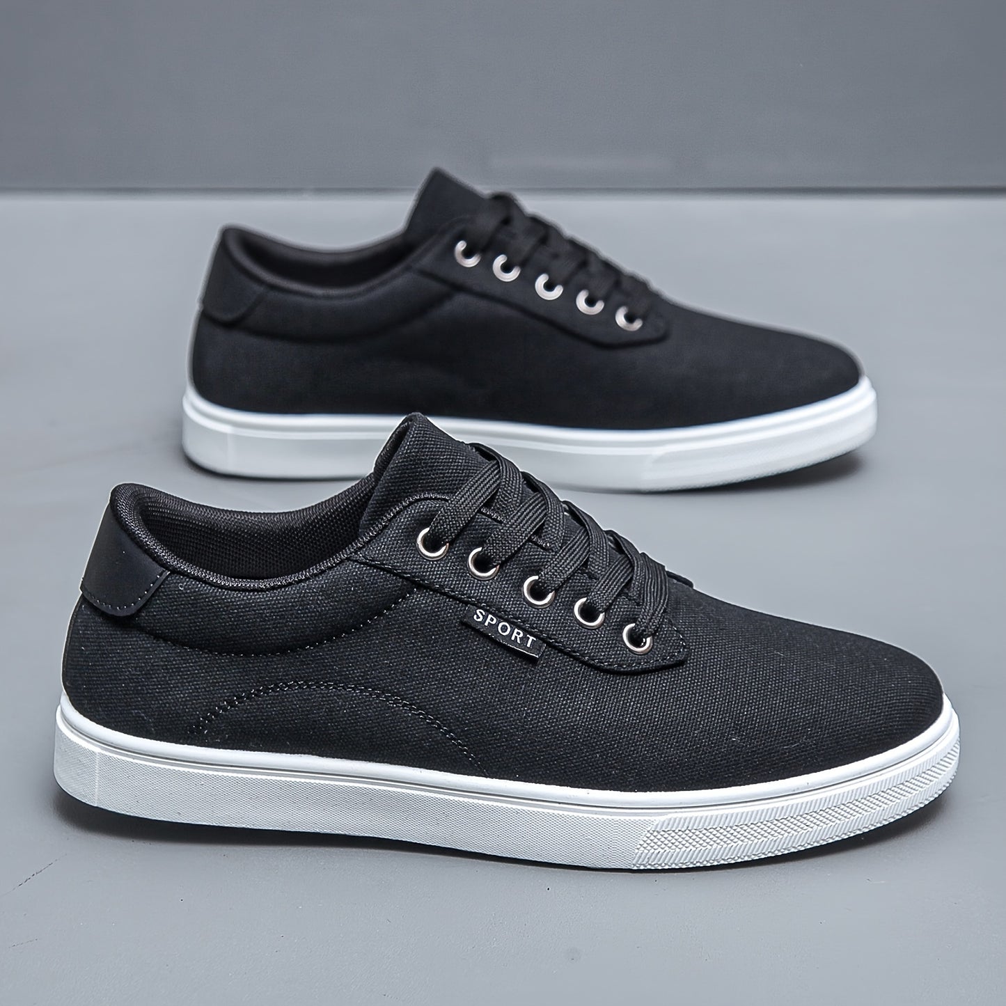 Men's Solid Skate Shoes, Lace Up Comfy Non Slip Stree Style Sneakers For All Seasons Outdoor Workout Activities