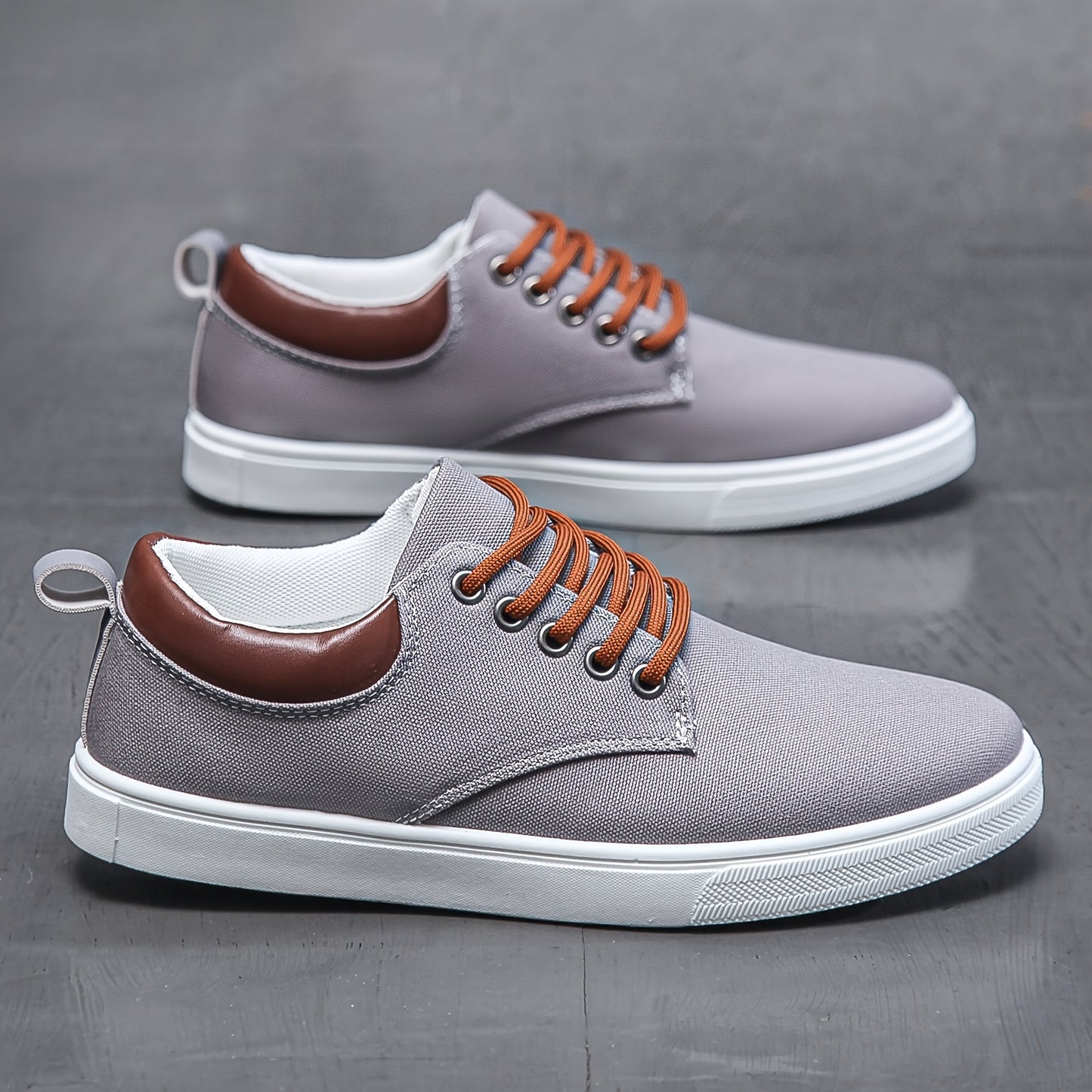 Men's Trendy Solid Skate Shoes, Comfy Non Slip Casual Lace Up Sneakers For Men's Outdoor Activities