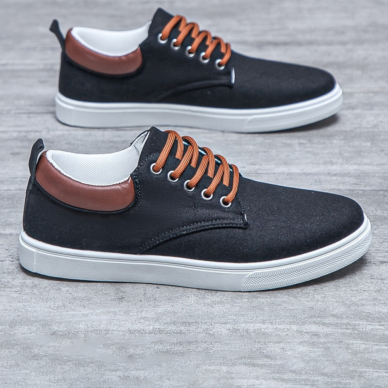 Men's Trendy Solid Skate Shoes, Comfy Non Slip Casual Lace Up Sneakers For Men's Outdoor Activities