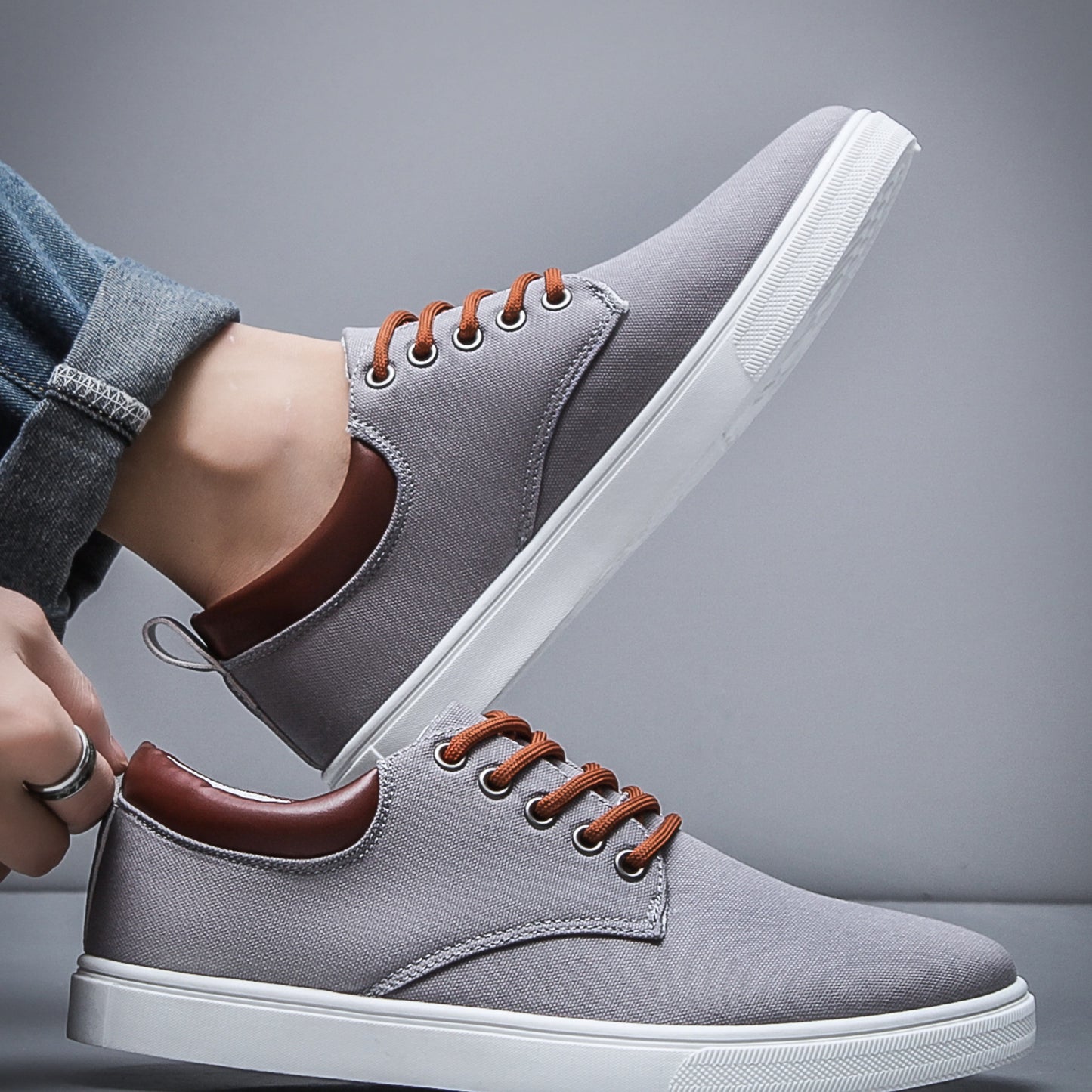 Men's Solid Skate Shoes, Lace Up Comfy Non Slip Stree Style Sneakers For All Seasons Outdoor Workout Activities